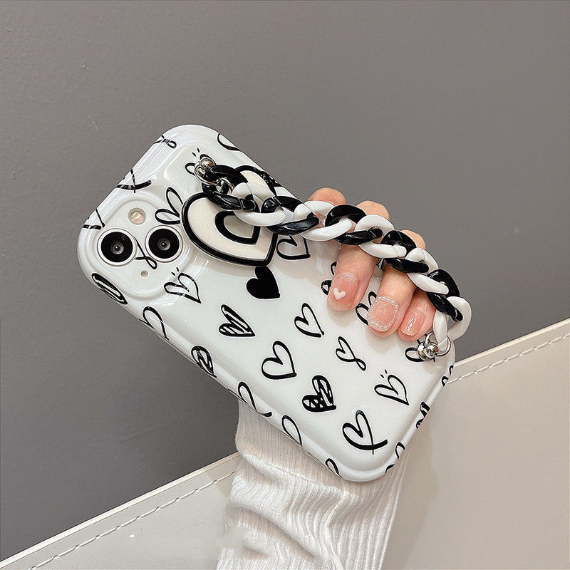 Black Graffiti Love Chain Phone Case