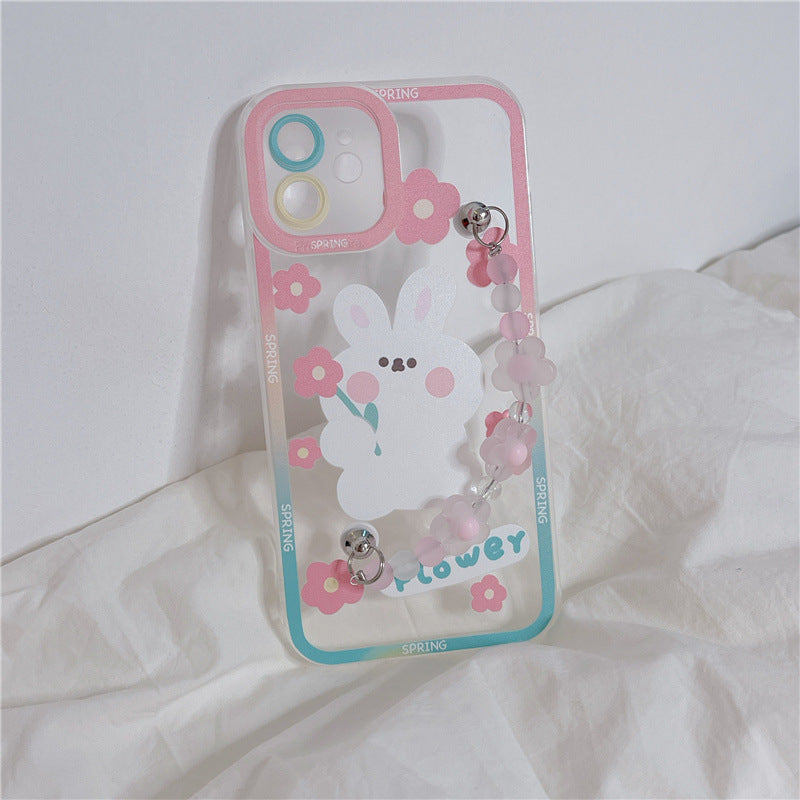 Flower Rabbit Chain Transparent Phone Case