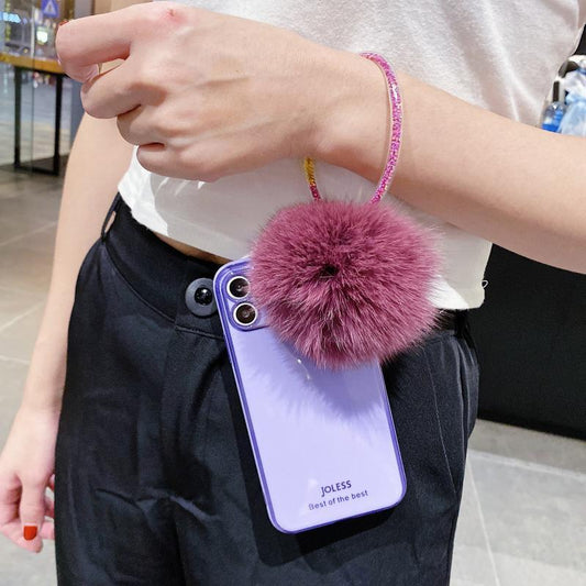 Hair Ball Electroplating Bracelet Silicone Protective Cover Phone Case