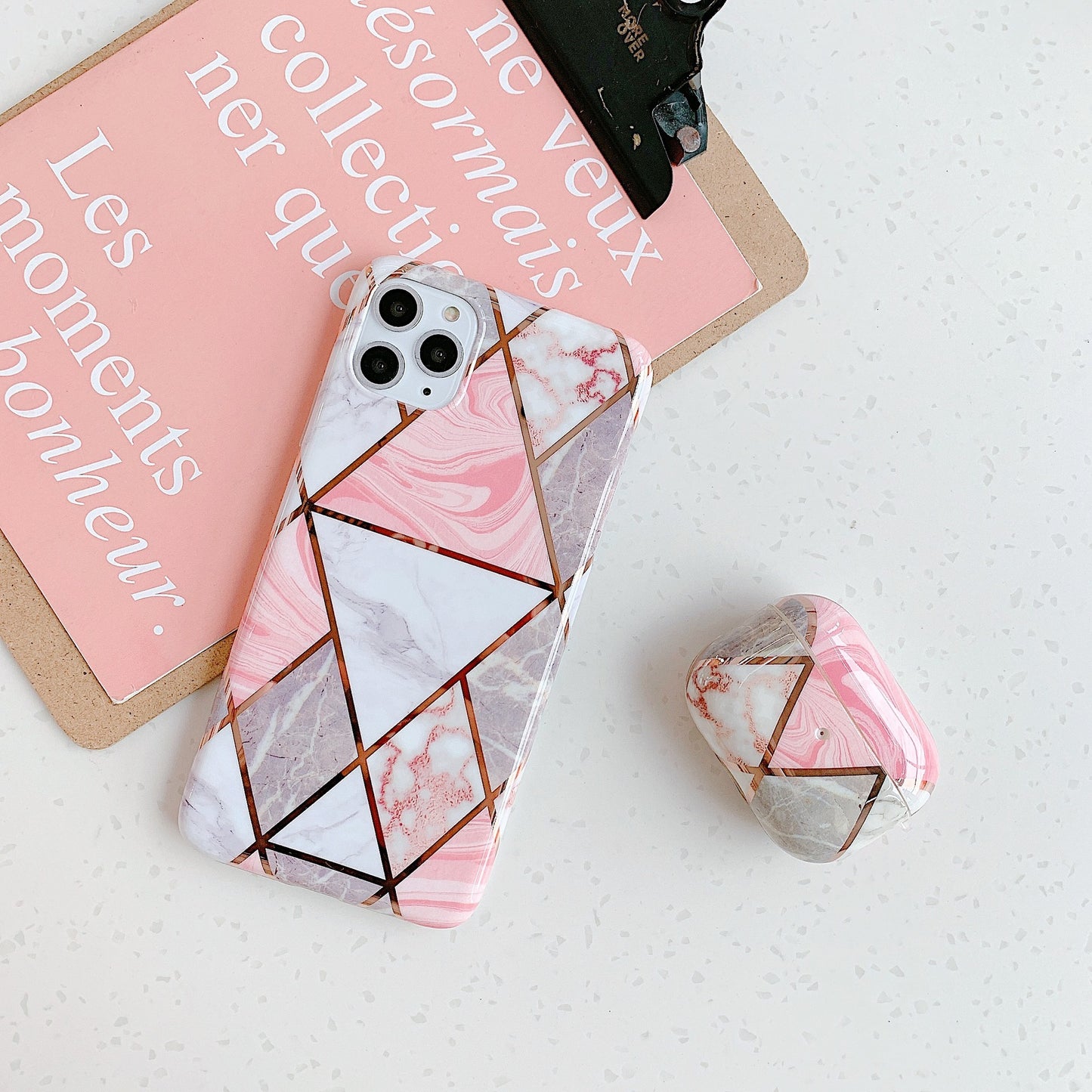 Compatible with Apple, European and American mosaic marble silicone phone case
