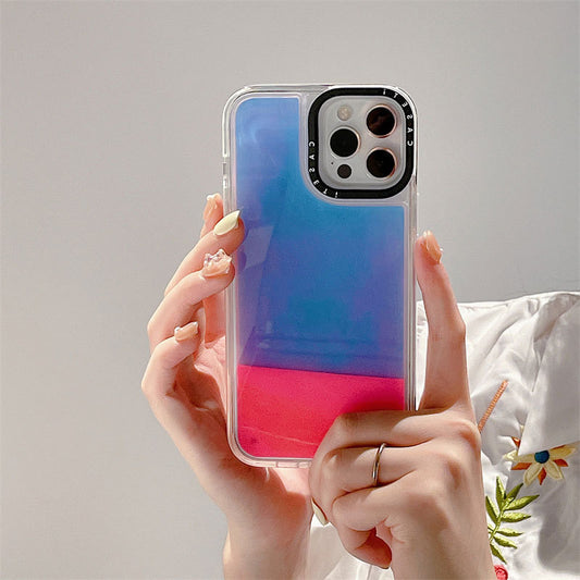 Solid Color Fluorescent Green Liquid Dynamic Quicksand Phone Case