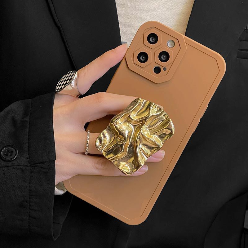 Pure Mobile Phone Case With Bracket Color All-inclusive Straight Edge Anti-fall