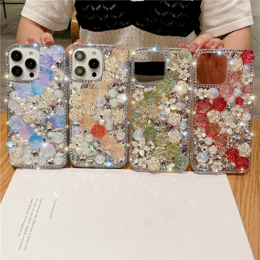 Full Diamond Rose Flower Suitable For 15promax Phone Case