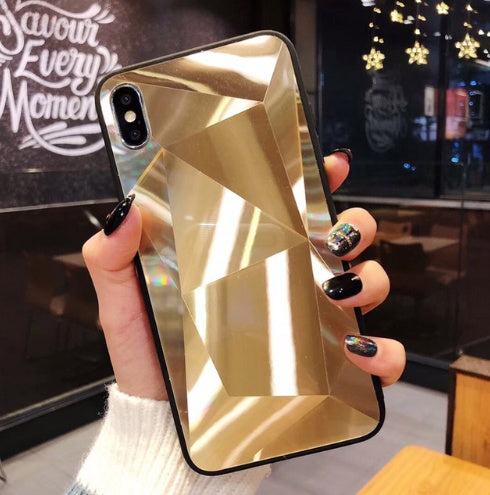 Compatible With Apple, Glitter Diamond Texture Case For X XS Max XR 7 Plus Mirror Acrylic Back Cover Cases For 6 S 7 8 Plus