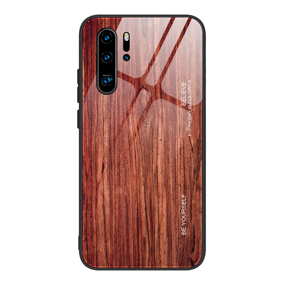 Protective Cover Retro Wood Grain Glass Case
