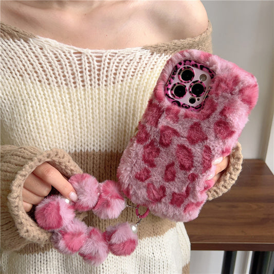 Personalized Leopard Print Autumn And Winter Plush Phone Case