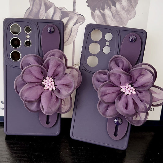 Applicable Wrist Strap Bracket Phone Case High-grade Flower