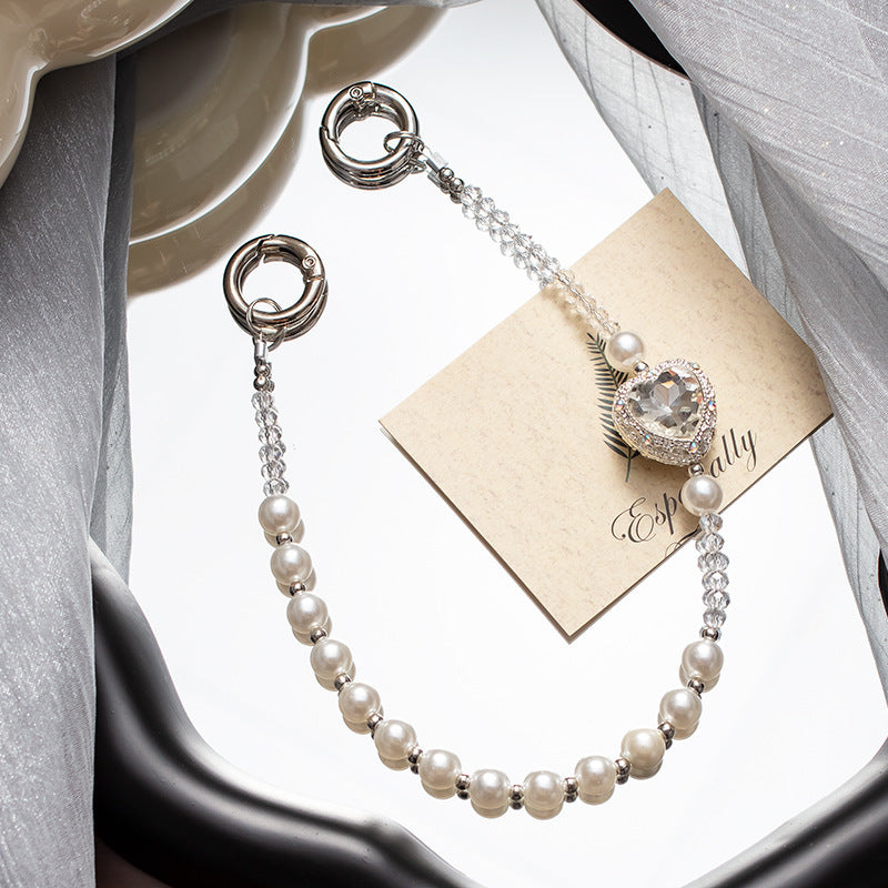 Lanyard Love Pearl Mobile Phone Charm Short