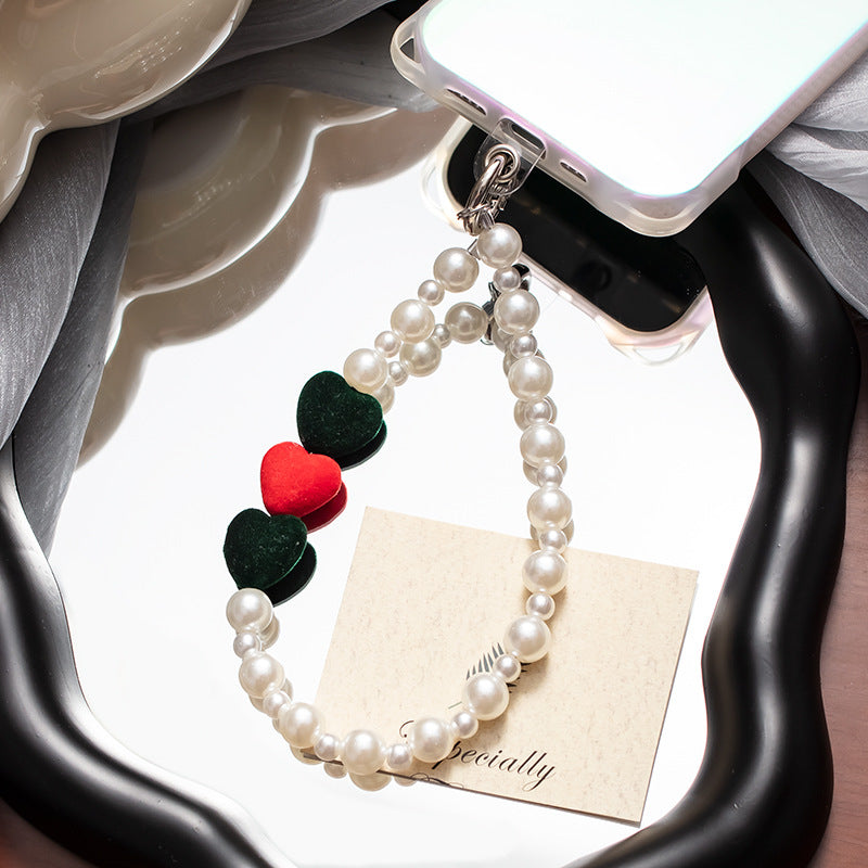 Lanyard Love Pearl Mobile Phone Charm Short