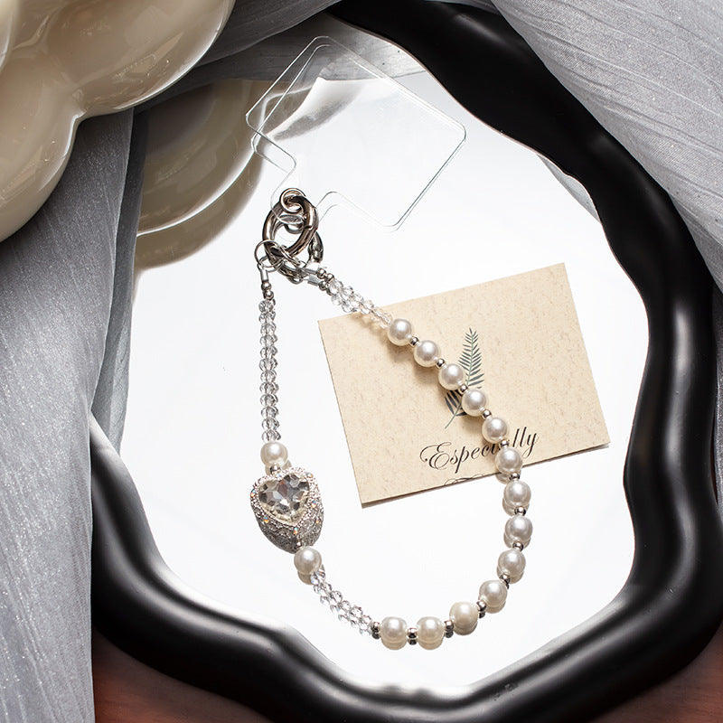 Lanyard Love Pearl Mobile Phone Charm Short