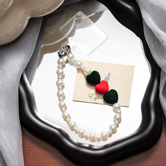 Lanyard Love Pearl Mobile Phone Charm Short