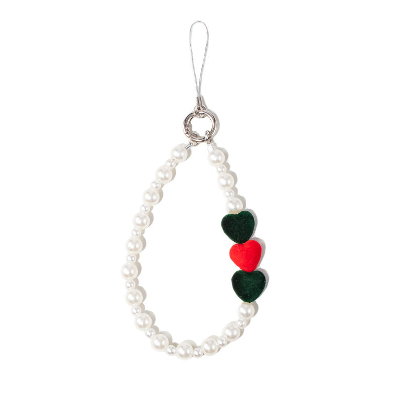 Lanyard Love Pearl Mobile Phone Charm Short