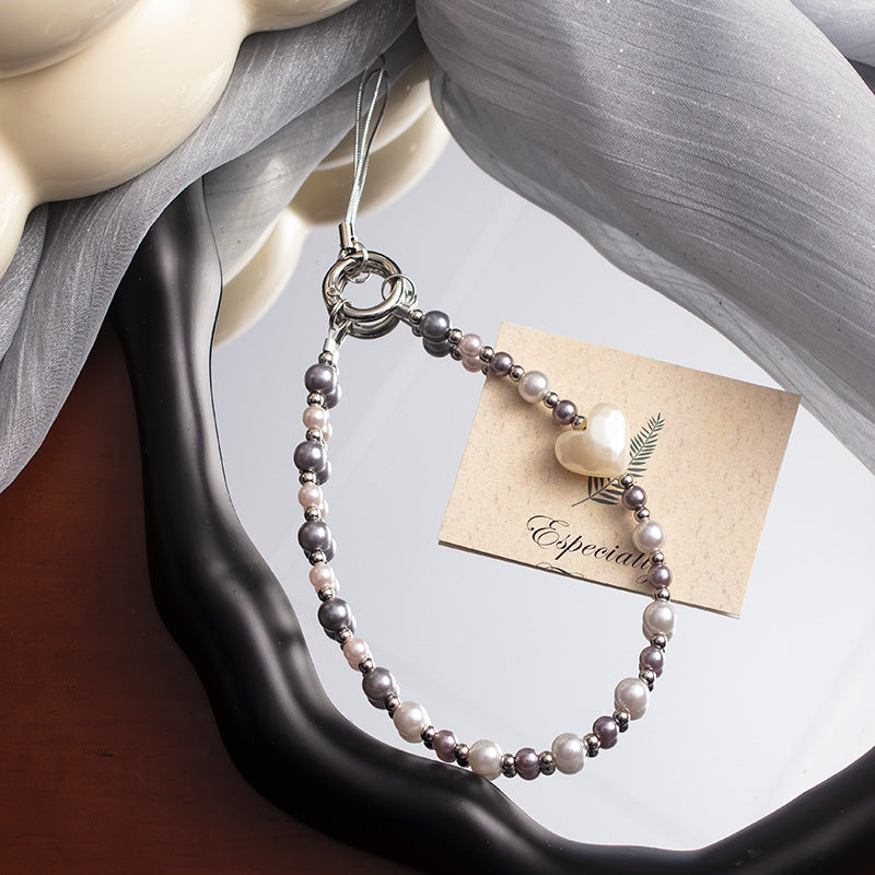 Lanyard Love Pearl Mobile Phone Charm Short