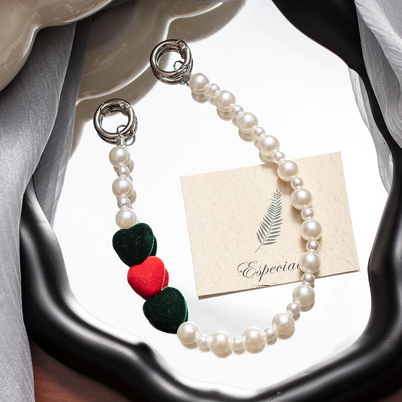 Lanyard Love Pearl Mobile Phone Charm Short