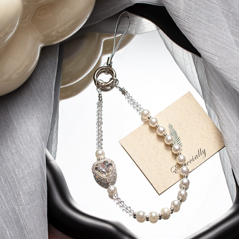Lanyard Love Pearl Mobile Phone Charm Short