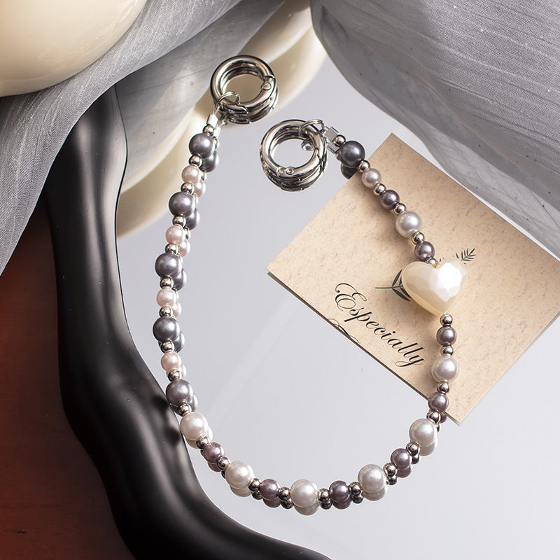 Lanyard Love Pearl Mobile Phone Charm Short