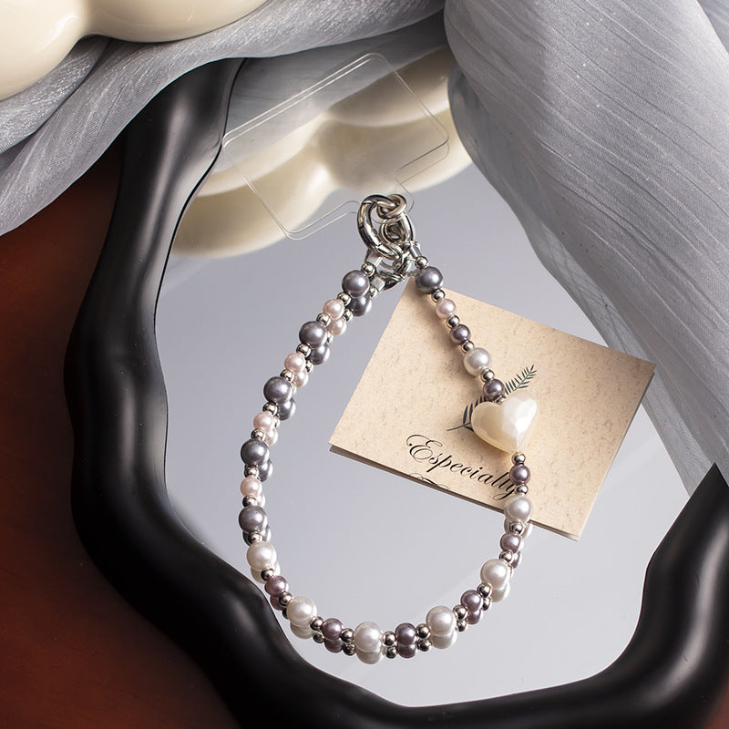 Lanyard Love Pearl Mobile Phone Charm Short