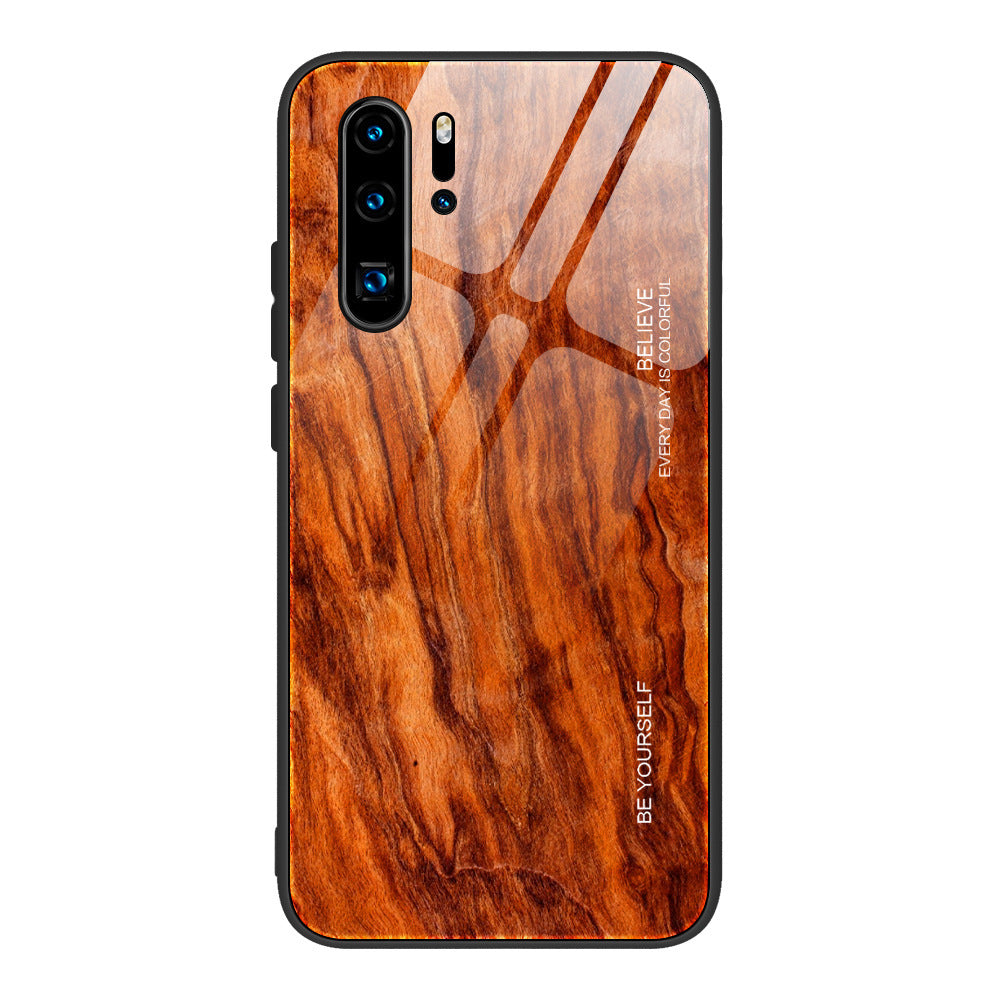 Protective Cover Retro Wood Grain Glass Case