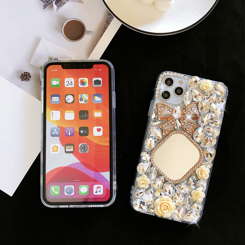 Phone Case Rhinestone Mirror Diamond Bow Flower