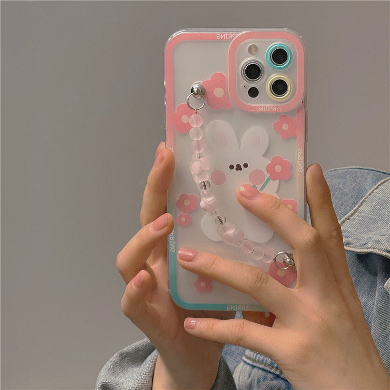 Flower Rabbit Chain Transparent Phone Case