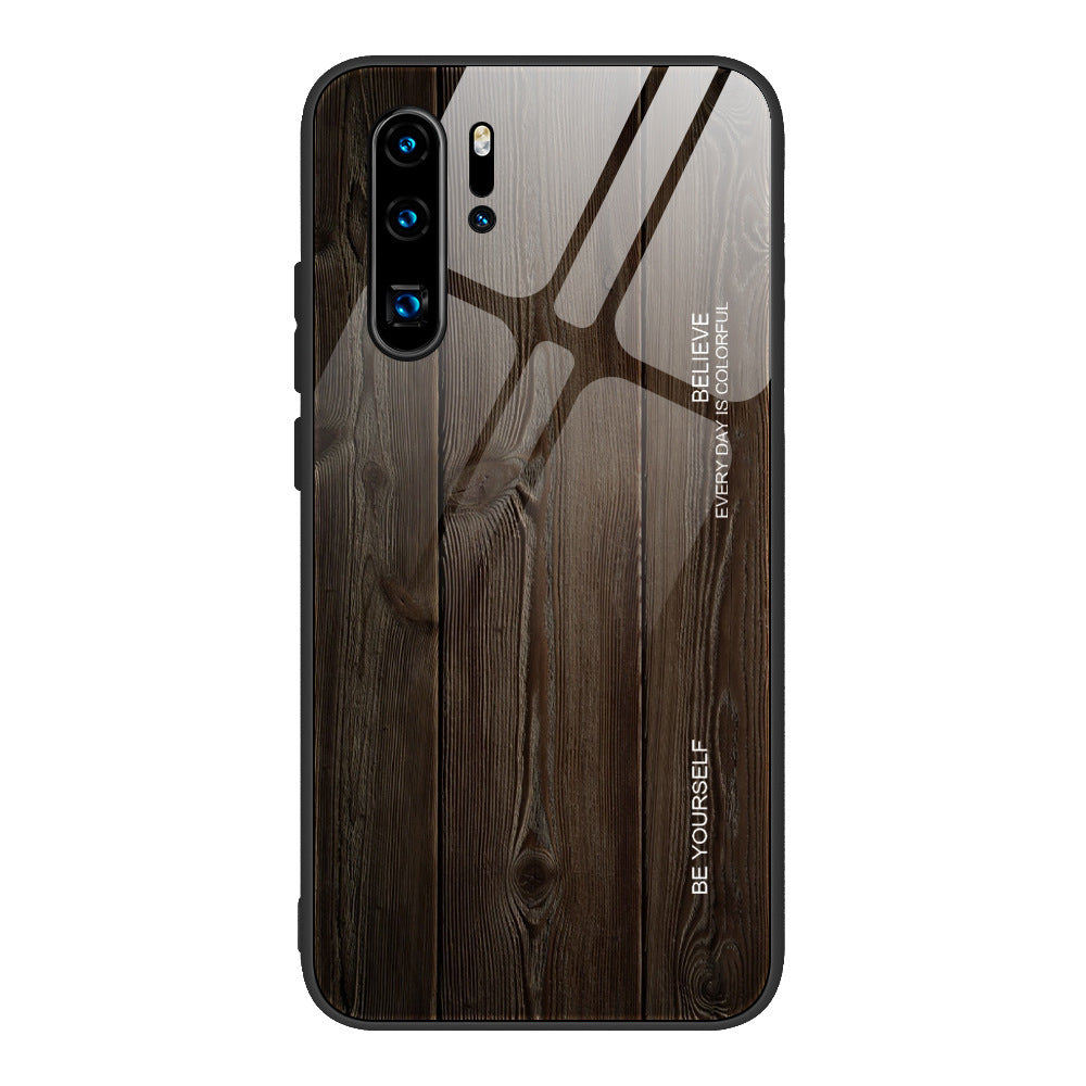 Protective Cover Retro Wood Grain Glass Case