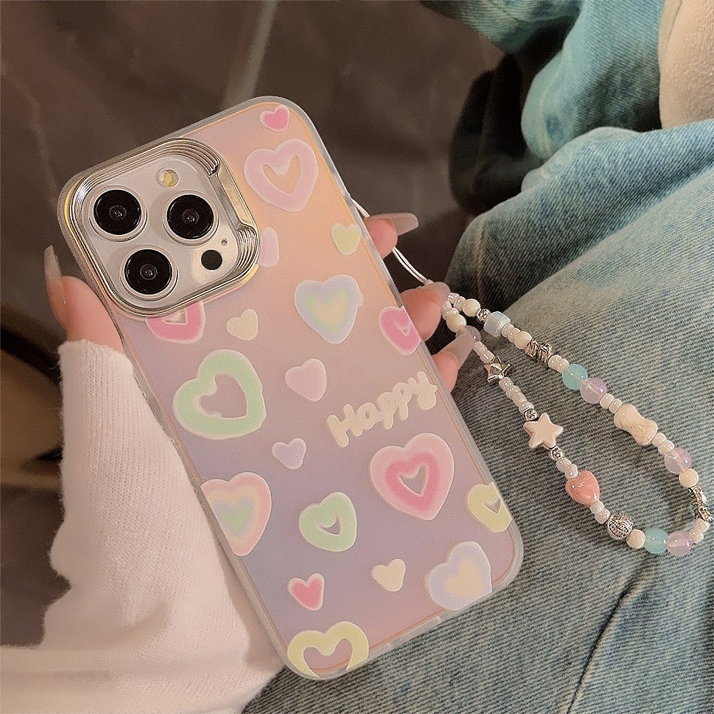 Laser Colored Loving Heart Bracket Silicone Phone Case