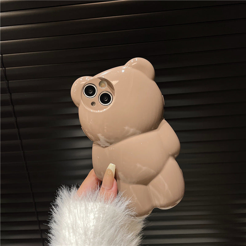 Solid Color Three-dimensional Bear Cute Anti-fall Cute New Anti-fall Phone Case