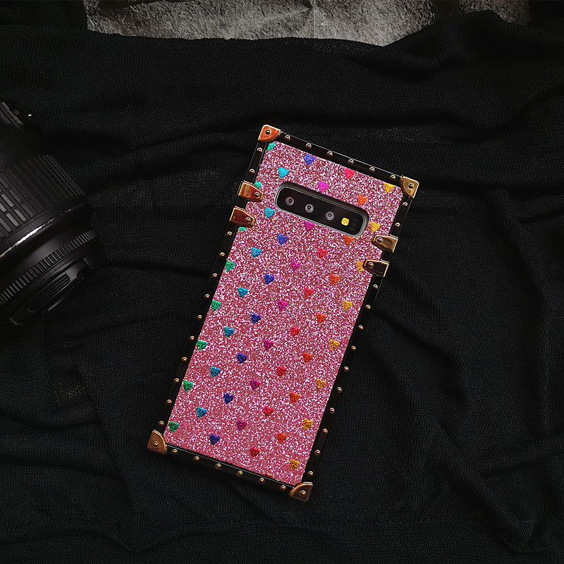 Love Glitter Square Silicone Holder Phone Case