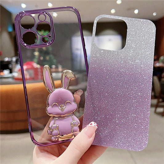 Phone Case Plating Gradient Three-dimensional Rabbit Bracket