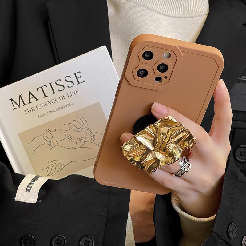 Pure Mobile Phone Case With Bracket Color All-inclusive Straight Edge Anti-fall