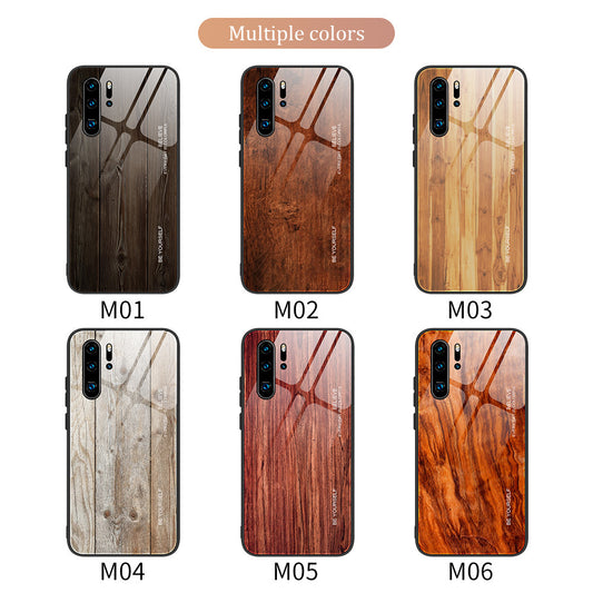 Protective Cover Retro Wood Grain Glass Case