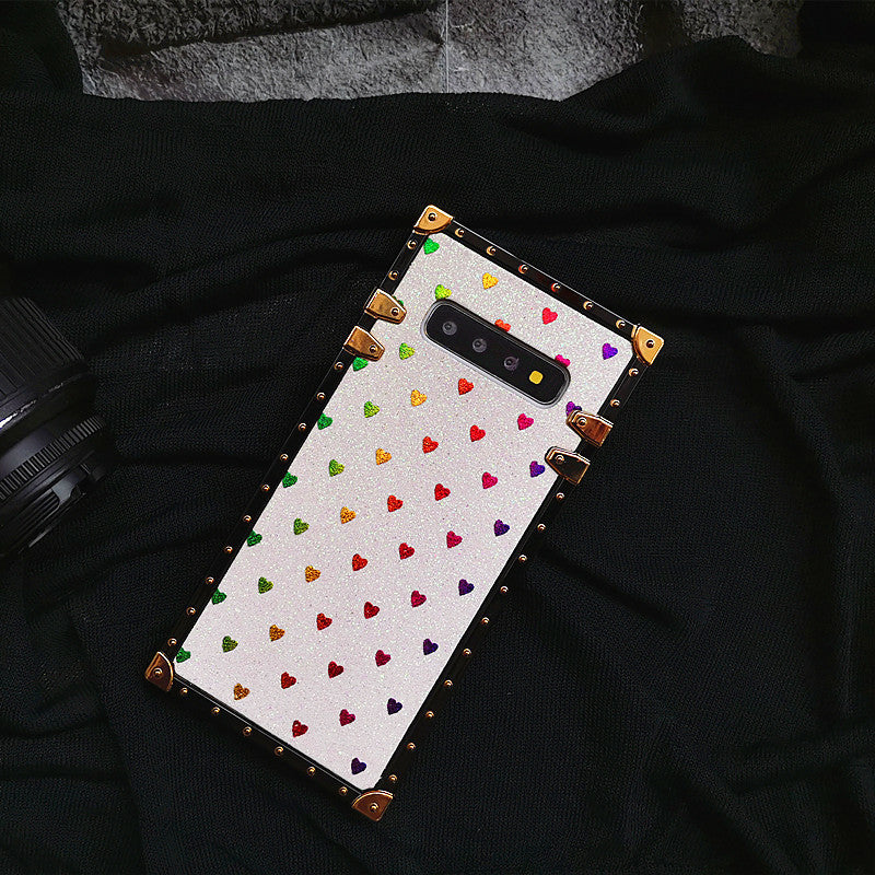 Love Glitter Square Silicone Holder Phone Case