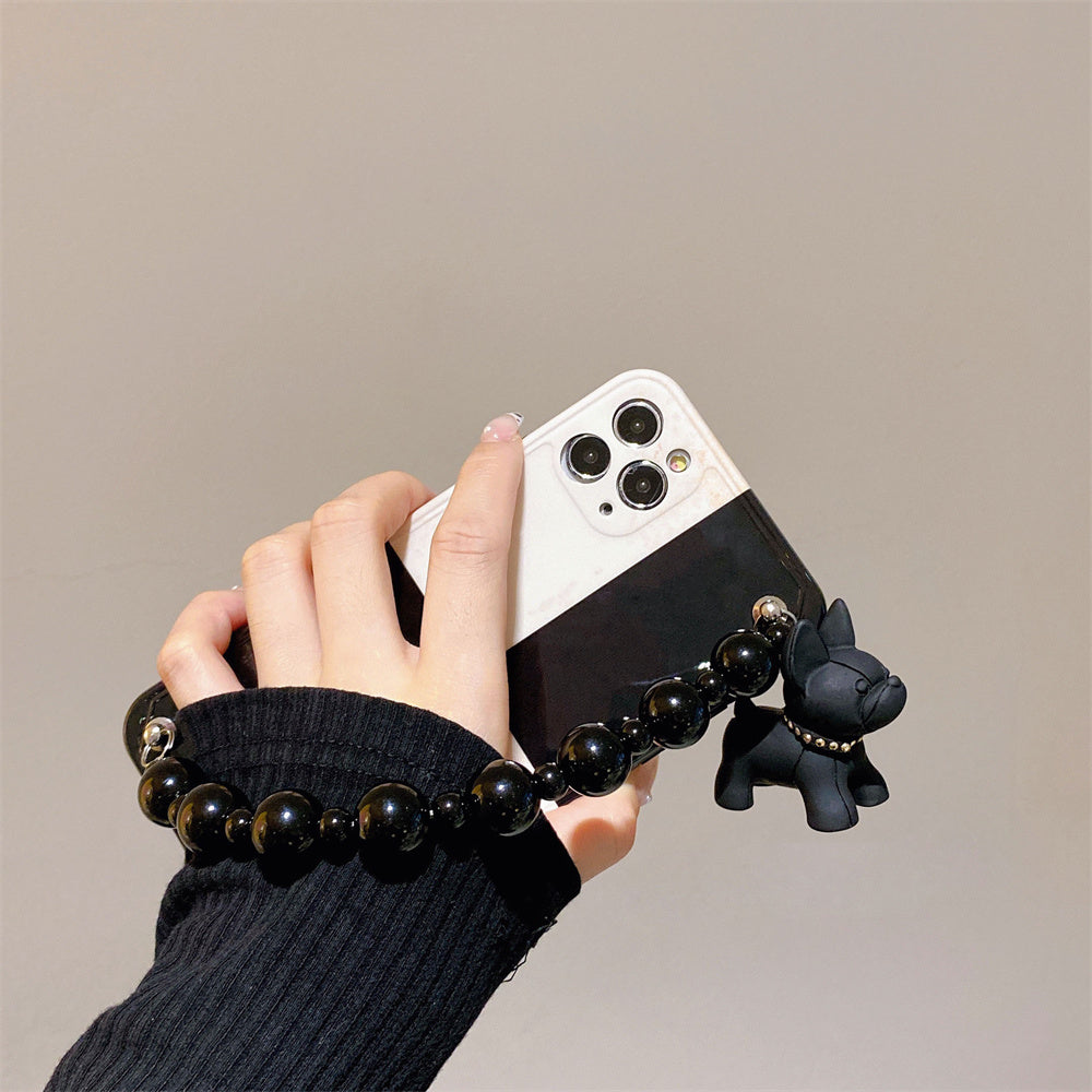 Black And White Retro Bulldog Silicone Drop-resistant Phone Case
