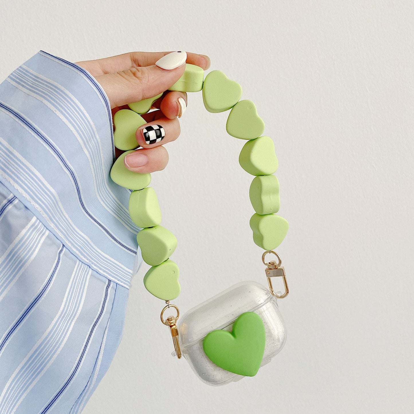 Transparent Earphone Soft Shell With Love Hanging Chain Protective Cover
