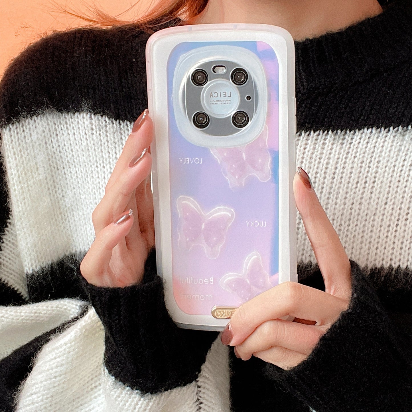 Laser Purple Butterfly Silicone Phone Case Protector