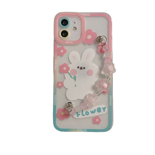 Flower Rabbit Chain Transparent Phone Case