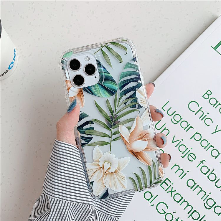 Green Leaf Flower Transparent Soft Phone Case