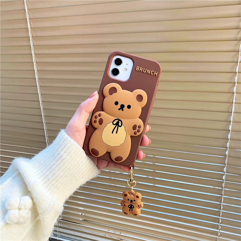 Compatible with Apple , Bowknot Bear Pendant 12 Mobile Phone Case 11Proxsmax Soft Shell Silicone Anti-drop