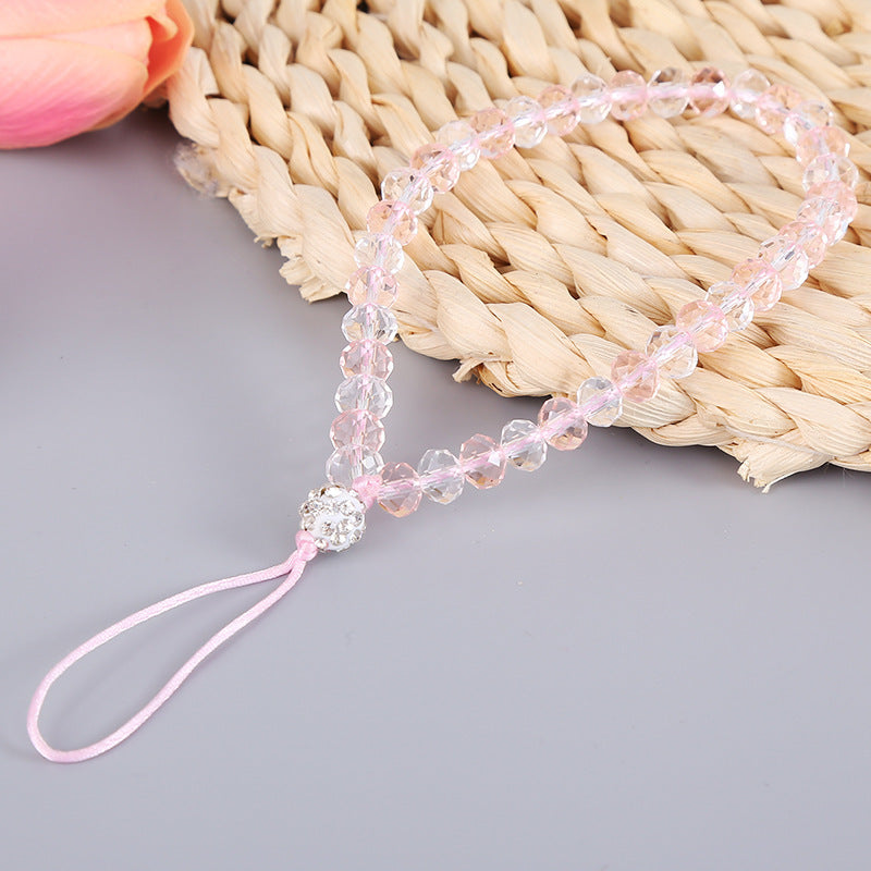 Mobile Phone Lanyard Crystal Short Bracelet Pendant