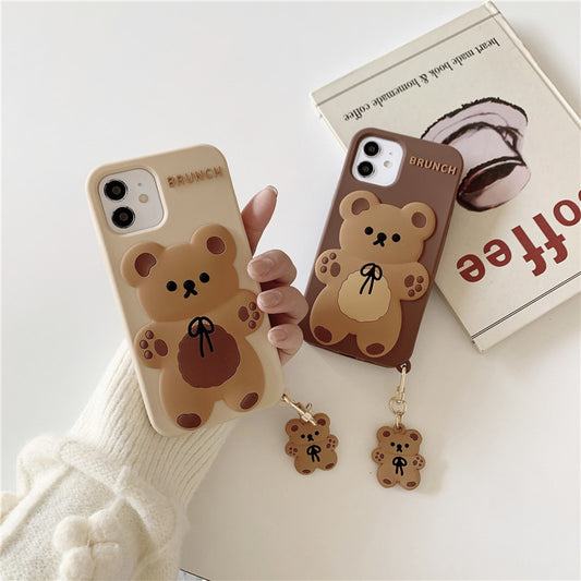 Compatible with Apple , Bowknot Bear Pendant 12 Mobile Phone Case 11Proxsmax Soft Shell Silicone Anti-drop
