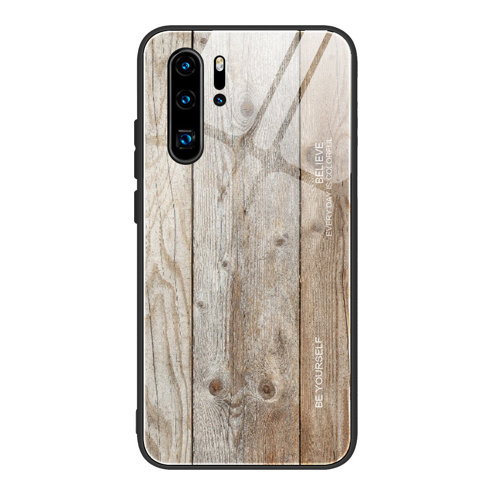 Protective Cover Retro Wood Grain Glass Case