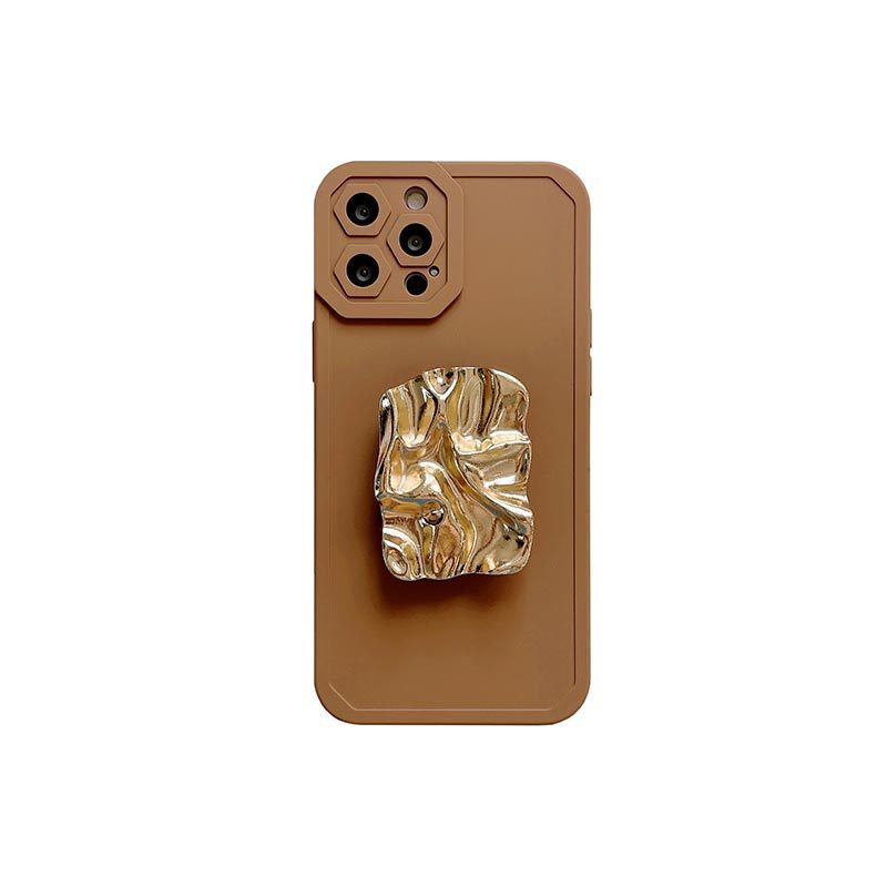 Pure Mobile Phone Case With Bracket Color All-inclusive Straight Edge Anti-fall