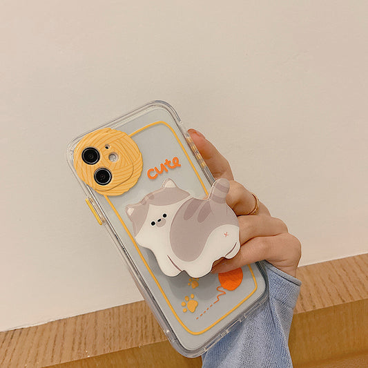 Small Cat Bracket Transparent Silicone Phone Case