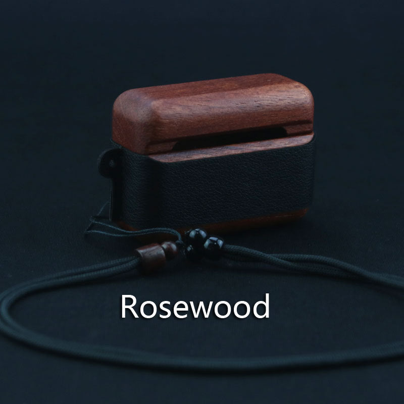 Wooden Bluetooth Earphone Case With Lanyard