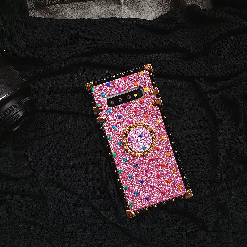 Love Glitter Square Silicone Holder Phone Case
