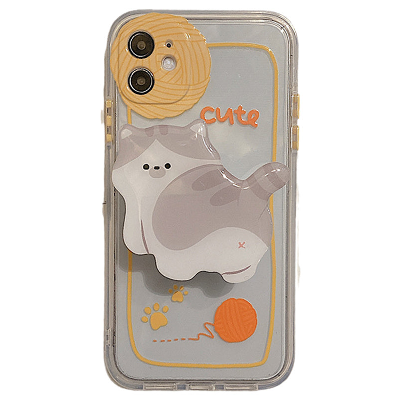 Small Cat Bracket Transparent Silicone Phone Case