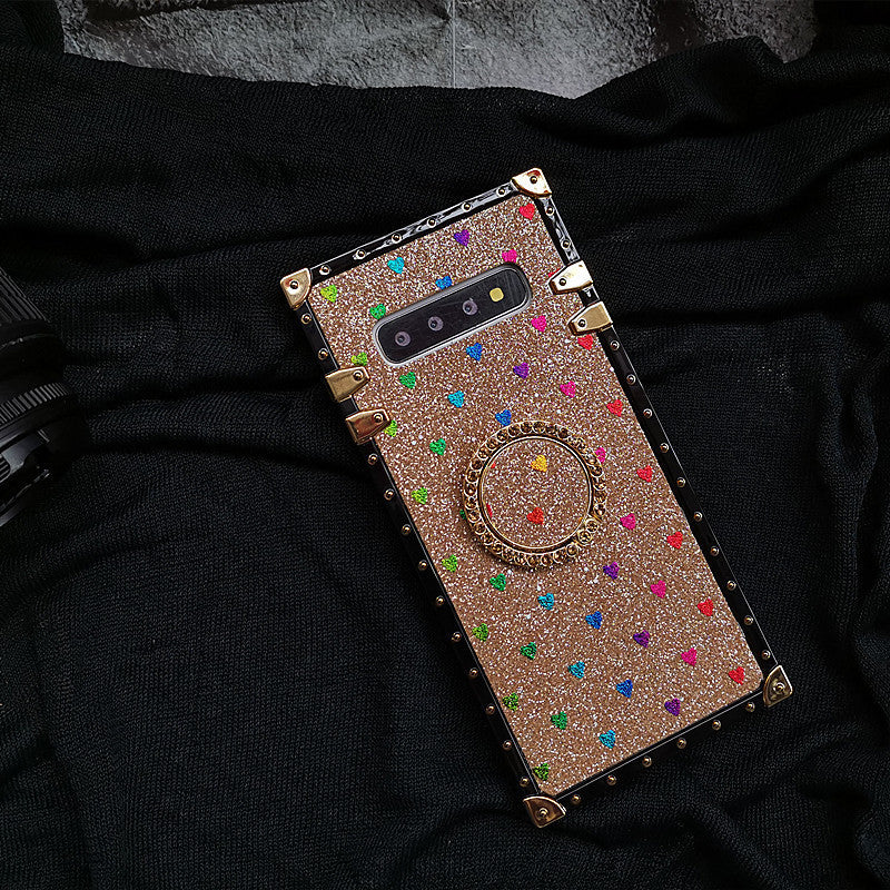 Love Glitter Square Silicone Holder Phone Case
