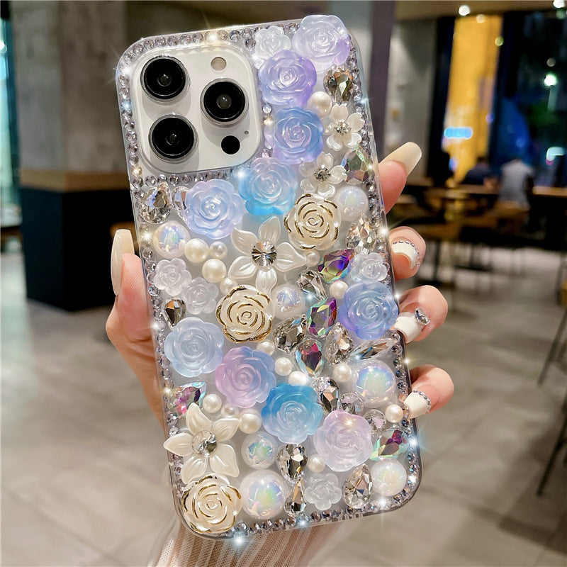 Full Diamond Rose Flower Suitable For 15promax Phone Case