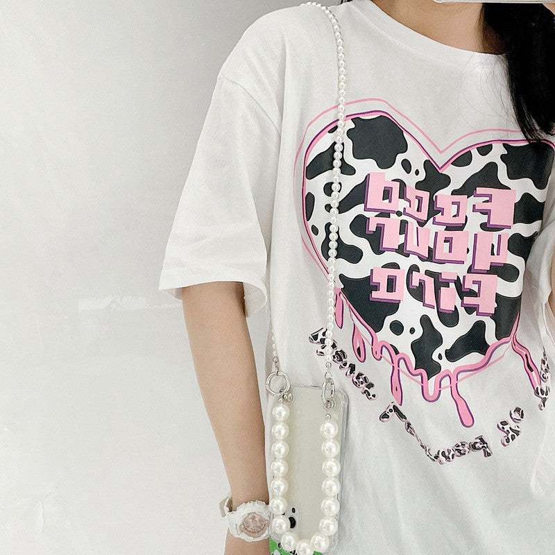 Large Pearl Portable Double Chain Phone Case