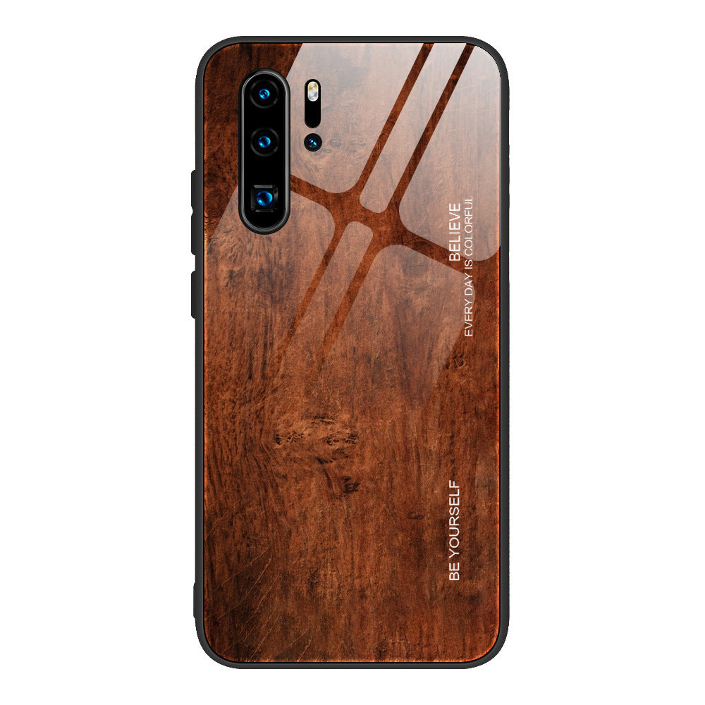 Protective Cover Retro Wood Grain Glass Case